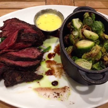 The Edison - Medium rare hanger steak with Brussels sprouts - Steakhouses Near Me - Tallahassee, Florida