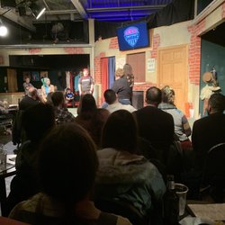ComedySportz - View of the stage from the right side of the room during a match