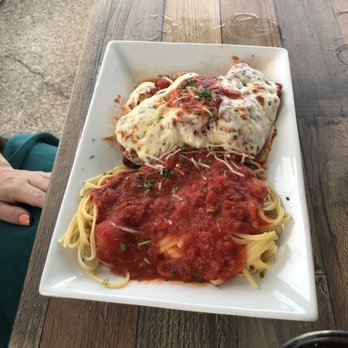 Lake House - Bacon wrapped chicken parm with linguine - American Near Me - Newfield, New Jersey Lake House - Bacon wrapped chicken parm with linguine - American Near Me - Newfield, New Jersey