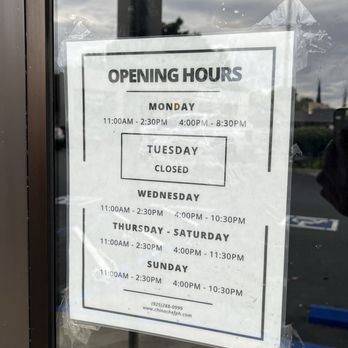 China Chef - Hours of Ooeration - Chinese Near Me - Pleasant Hill, California