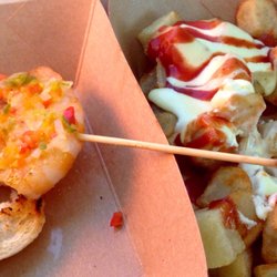 Kaixo Basque Fusion Cuisine - Bravas (potatoes with awesome sauce) & Shrimp skewers after