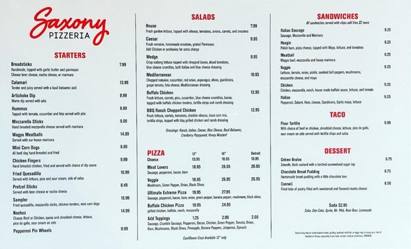 Menu photo 3 Saxony Pizzeria Fishers, IN Menu photo 3 Saxony Pizzeria Fishers, IN