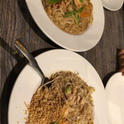 Spicy Thai Restaurant - Pad Thai with chicken (medium spice) and Spicy Thai Coconut Noodles with chicken (medium spice)