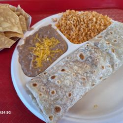 Rodolfo's Taco Shop - Chicken burrito with side of rice and beans