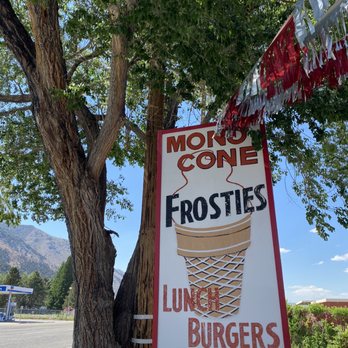 Mono Cone - Look for this sign and tree! - Ice Cream & Frozen Yogurt Near Me - Lee Vining, California