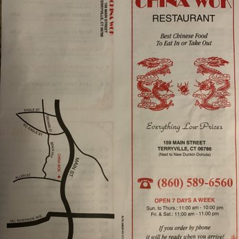 China Wok - Front of Menu - Chinese Near Me - Terryville, Connecticut