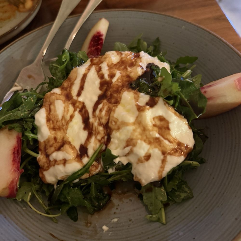 The Rustic - Burrata with arugula and peaches - Italian Near Me - San Francisco, California The Rustic - Burrata with arugula and peaches - Italian Near Me - San Francisco, California