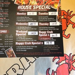 Happy Crab - Menu as of 3/24/22