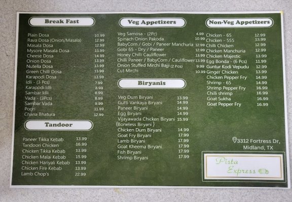 Menu photo 8 Pista Express Midland, TX