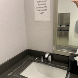 Lobby bathroom doesn't have working sinks to wash your hands during covid!!!