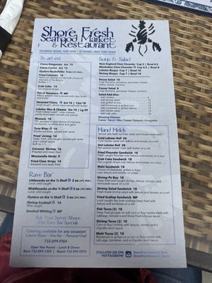 Menu photo 1 Shore Fresh Seafood Market & Restaurant Point Pleasant, NJ