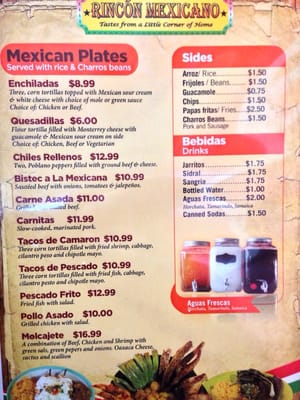 Menu photo 7 Rincón Mexicano Somerville, MA