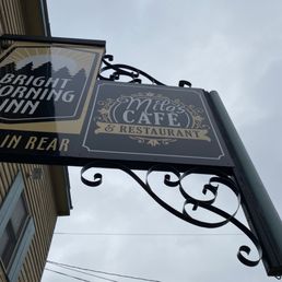 a sign for the restaurant a sign for the restaurant