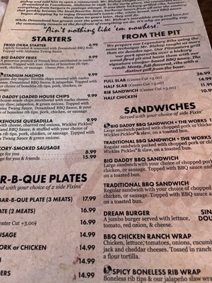 Menu photo 3 Dreamland BBQ Montgomery, AL