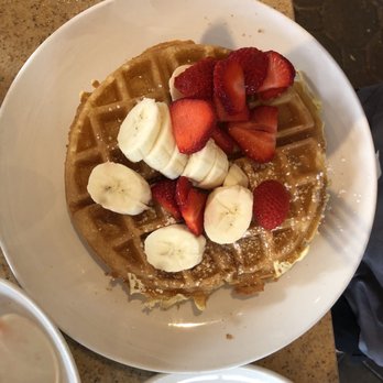 Another Broken Egg Cafe - Waffle with bananas and strawberries - Breakfast & Brunch Near Me - Siesta Key, Florida Another Broken Egg Cafe - Waffle with bananas and strawberries - Breakfast & Brunch Near Me - Siesta Key, Florida