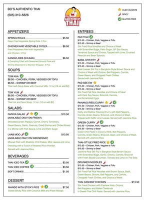 Menu photo 1 Bo’s Authentic Thai Santa Fe, NM