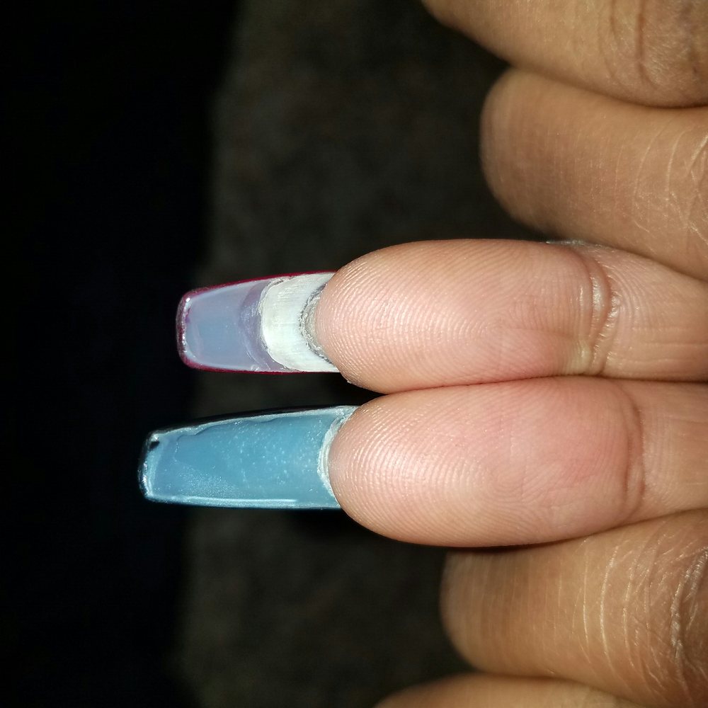 Lashes N Nails - As you can see the black nail they fixed is way to long. - Nail Salons Near Me - Tempe, Arizona Lashes N Nails - As you can see the black nail they fixed is way to long. - Nail Salons Near Me - Tempe, Arizona