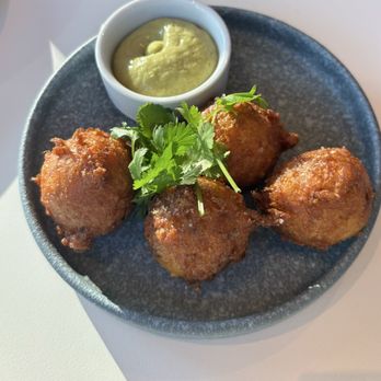Two Hands - Corn and Jalapeno Fritters - Breakfast & Brunch Near Me - Dallas, Texas Two Hands - Corn and Jalapeno Fritters - Breakfast & Brunch Near Me - Dallas, Texas