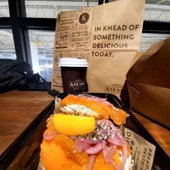 Kneads Bakeshop - Smoked Salmon on everything bagel. Cookie Butter Latte with oatmilk, 16oz. #inhaled - Bakeries Near Me - Baltimore, Maryland Kneads Bakeshop - Smoked Salmon on everything bagel. Cookie Butter Latte with oatmilk, 16oz. #inhaled - Bakeries Near Me - Baltimore, Maryland