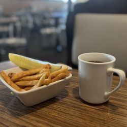 The City Diner - City Diner - french fries w a pickle & coffee. 4/18/24