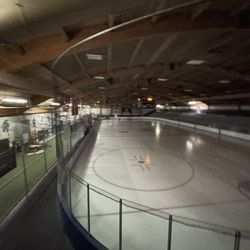 New Hope Ice Arena - Looks like batting cages next to the North Rink. Lights are off because we were skating on the south rink.