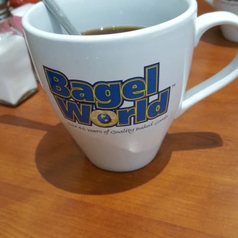 Bagel World Thornhill - I didn't buy, but the server said the inviting mug was about $5.00. Great coffee! - Bagels Near Me - Thornhill, Ontario