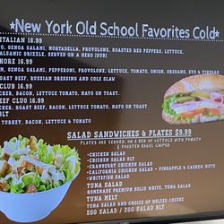 New York Old School Bagel & Deli - Cold Lunch Menu