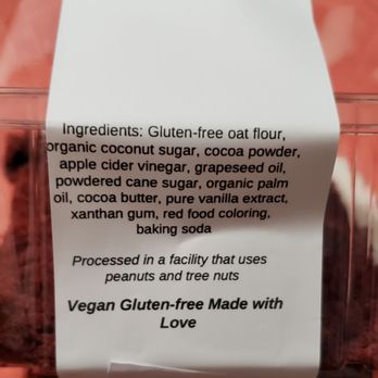 Yvonne's Vegan Kitchen - Vegan Red Velvet cake slice ingredients - Desserts Near Me - Pasadena, California