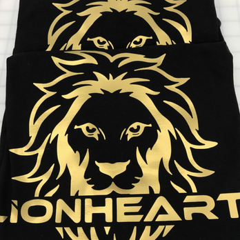 Austin Instant Tee Shirt Co - This heat press job was for a young boxer that goes by Lionheart! Gold metallic vinyl for the win! - Screen Printing/T-Shirt Printing Near Me - Austin, Texas Austin Instant Tee Shirt Co - This heat press job was for a young boxer that goes by Lionheart! Gold metallic vinyl for the win! - Screen Printing/T-Shirt Printing Near Me - Austin, Texas