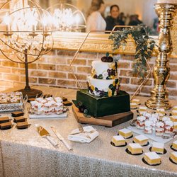 Made Out of Dough - Dessert bar: brownies, s'more cupcakes, strawberry shortcake shooters, lemon bars and three tier wedding cake.