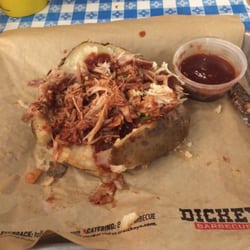 Dickey's Barbecue Pit - Giant baker with pull pork and spicy bbq sauce. So deliciously :)