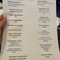Brunch menu