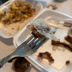 Steak-N-Egger - Plastic in my husbands plate