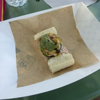 The Traveler - The tuna sandwich (this was just a sampler, the actual sandwich is larger). - Coffee & Tea Near Me - Ocean Springs, Mississippi The Traveler - The tuna sandwich (this was just a sampler, the actual sandwich is larger). - Coffee & Tea Near Me - Ocean Springs, Mississippi