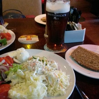 The Playwright - Playwright salad of greens, egg, coleslaw, and potatoes, and a pint of Kilkenny. Delicious all around. - Pubs Near Me - Kilkenny, KK