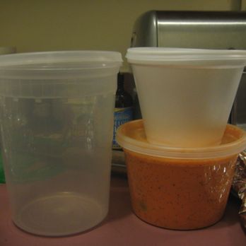 India Garden Restaurant - Punjabi Bhagi (bottom right) and rice (top right) next to an empty Chinese soup container for comparison. - Indian Near Me - Indianapolis, Indiana India Garden Restaurant - Punjabi Bhagi (bottom right) and rice (top right) next to an empty Chinese soup container for comparison. - Indian Near Me - Indianapolis, Indiana