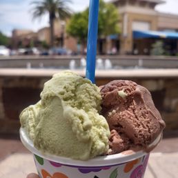 Medium half pistachio half Gianduia Medium half pistachio half Gianduia