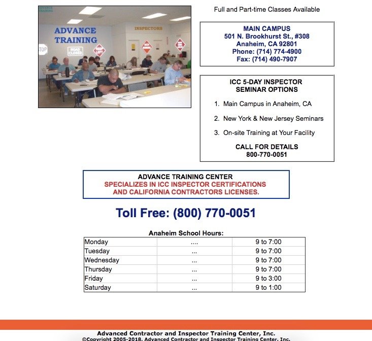 ADVANCE CONTRACTOR AND INSPECTOR TRAINING CENTER - Updated February