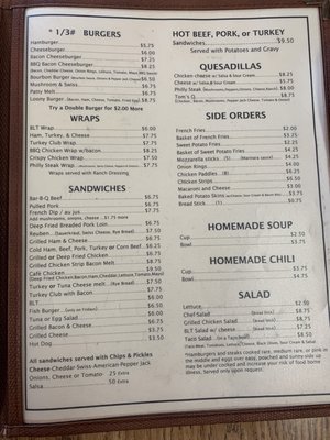 Menu photo 5 Tom's Country Cafe Mercer, WI