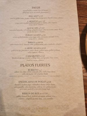 Menu photo 1 Jalisco Cantina Carlsbad, CA