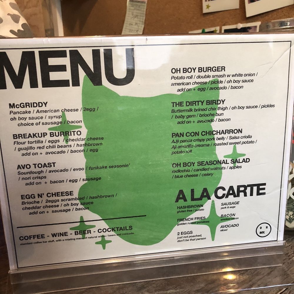 Oh Boy - Menu - Breakfast & Brunch Near Me - Brooklyn, New York