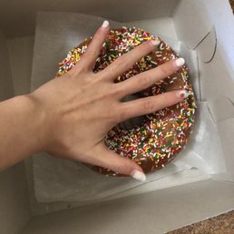 Giant glazed sprinkle donut