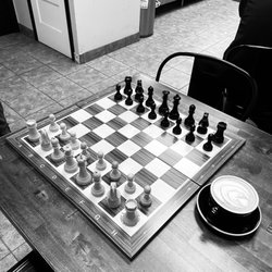 Tapestry Coffee - All set up for morning chess (and coffee). Lattes are great here!