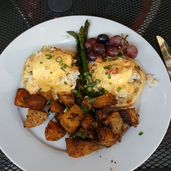 Stella's - Eggs Benedict... OMG this was good... Side of roasted asparagus... - Greek Near Me - Charleston, South Carolina