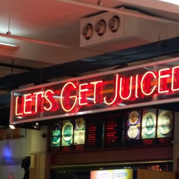 Let's Get Juiced - a neon sign in a restaurant - Food Stands Near Me - Jamaica, New York