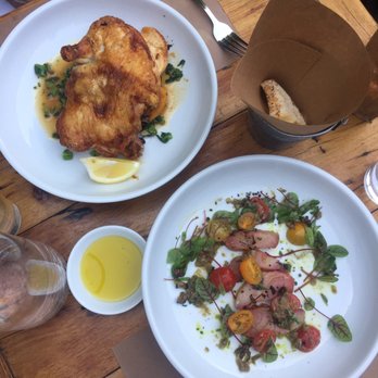 Aurora - Crystal valley farm chicken (left) & Japanese Hamachi Crudo (right) - Italian Near Me - Brooklyn, New York Aurora - Crystal valley farm chicken (left) & Japanese Hamachi Crudo (right) - Italian Near Me - Brooklyn, New York