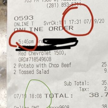 Pappas Bar-B-Q - Receipt from order - Barbeque Near Me - Houston, Texas