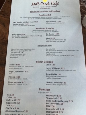 Menu photo 2 Mill Creek Cafe Edmonton, AB Menu photo 2 Mill Creek Cafe Edmonton, AB