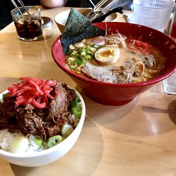 Ramen Yukinoya - Pork bowl + tonkotsu red ramen combo (~12) - Ramen Near Me - Arcadia, California