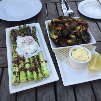 Metro Lafayette - Small plates: Asparagus with slightly overcooked poached egg and olive tapenade, and Brussels sprouts with delicious aioli - New American Near Me - Lafayette, California Metro Lafayette - Small plates: Asparagus with slightly overcooked poached egg and olive tapenade, and Brussels sprouts with delicious aioli - New American Near Me - Lafayette, California